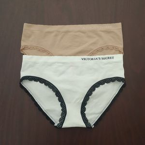 Two Victoria's Secret Hiphugger Stretch Panties with Lace Trim, Small NWT